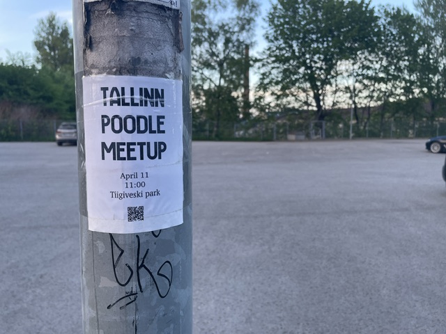 A handmade sign near Tiigiveski park. "Maybe that is the Estonian way," someone said. "Digital first."